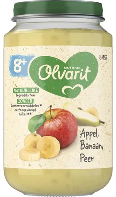 Obrázok produktu pre Olvarit jablko banán hruška detská kaša 8 mesiacov+ 200 g, bez pridaného cukru