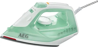 Zdjęcie produktu dla AEG EasyLine DB 1720, Żelazko suche i parowe, Stopa ze stali nierdzewnej, 1,95 m, 80 g/min, Kolor Aqua, Biały, 0,25 l