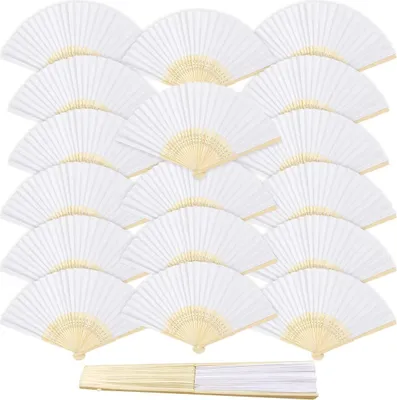 Produktbild von 18pack Hand Fan White, Fecher Summer Wedding, svadobná dekorácia Hand Fan Asian Decoration for Birthday, Party, Wedding, Diy, Wall Decoration