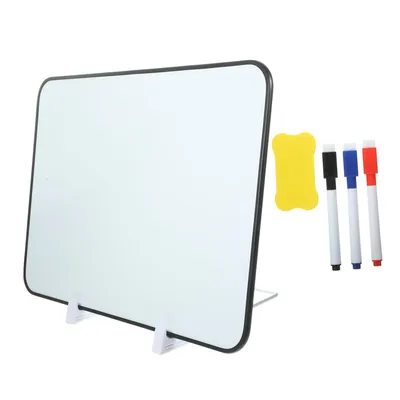 Produktbild von doppelseitiges trocken abwischbares Whiteboard mit Sockel,Kompaktes Memoboard für Einsatz zu Hause und in Schule,30*42cm,Mit Stift und Radiergummi