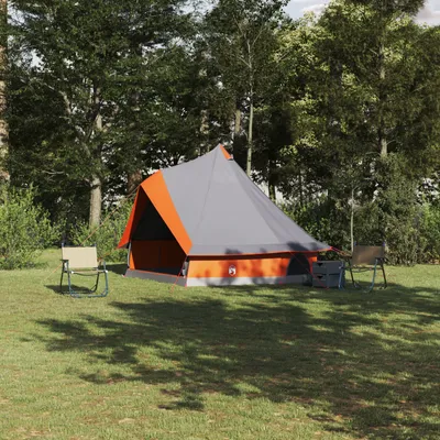 Produktbild von Desgin Familienzelt Tipi Grau und Orange 8-Personen Wasserdicht - Campingzelte 42000980