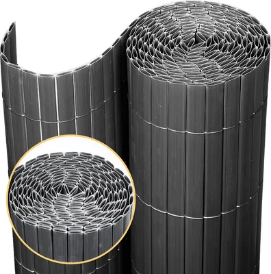 Produktbild von Jopassy PVC Sichtschutzmatte Sichtschutzzaun Balkon Terrasse Windschutz Sichtschutz Outdoor Balkonverkleidung Wetterfest UV-Schutz für Balkon Garten Markise Zaun Terrasse Grau 90x800cm