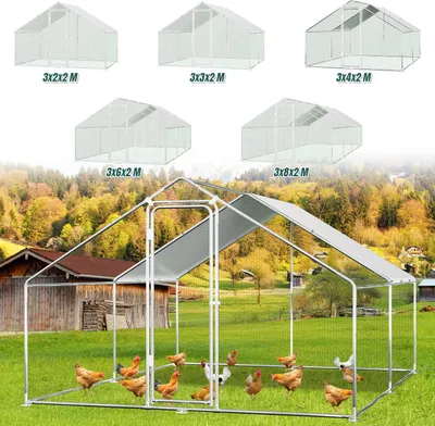 Produktbild von Bettizia Hühnerstall Hühnerhaus Dach Geflügelstall Kleintier Ställe Freilaufgehege mit abschließbare Tür,  3 x 4 x 2 m