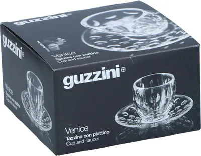 Produktbild von Designer Glas ca. 60 x 60 mm Guzzini Espressoglas mit Untersetzer