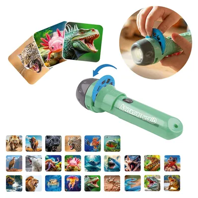 Produktbild von Projektor Taschenlampe Depesche 13375 Adventure World, Türkis, 24 Tier-Motive