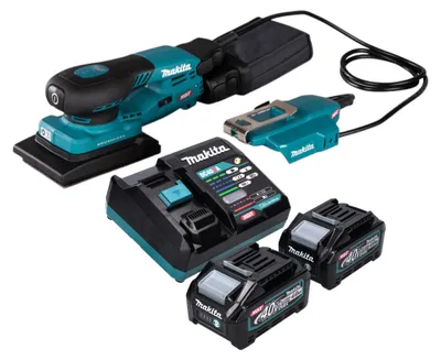 Produktbild von Makita BO 005 CGM201 Akku Schwingschleifer 40 V max. 80 x 130 mm 3,0 mm Hub Brushless + 2x Akku 4,0 Ah + Ladegerät
