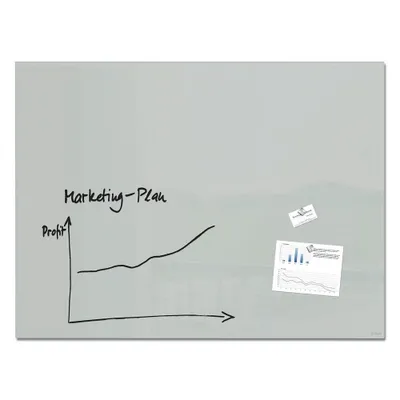 Produktbild von SIGEL GL213 Glas-Whiteboard / große Glasmagnettafel Artverum, 120x90 cm, grau