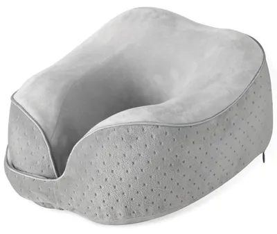 Immagine prodotto di Cuscino da viaggio, cuscino per il collo in memory foam, traspirante, grigio, in velluto, per aereo, auto, uso domestico