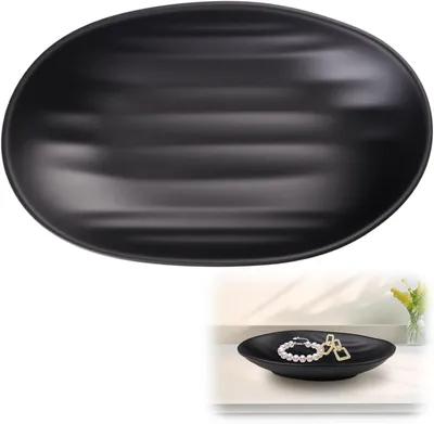 Immagine prodotto di Ciotola ovale decorativa, nera, 21x13 cm, ideale per cosmetici