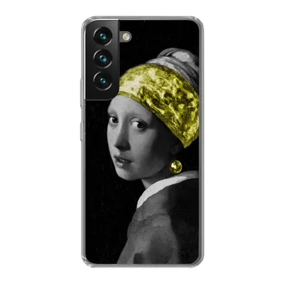 Produktbild von MuchoWow® Handyhülle Schutzhülle Hülle für Samsung Galaxy S22 Mädchen mit einem Perlenohrring - Schwarz - Gold Silikon Softcase Handy Hülle - Mobiltelefonhülle