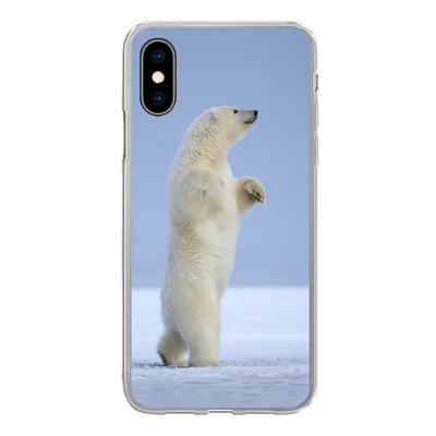 Produktbild von MuchoWow® Handyhülle Schutzhülle Hülle für iPhone X Eisbär - Lustig - Schnee - Kinder - Jungen - Mädchen - Kind Silikon Softcase Handy Hülle - Handyhülle