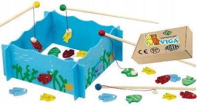 Produktbild von Viga Holz Angelspiel Geschicklichkeitsspiel mit Fischen