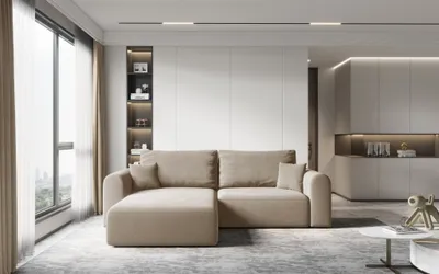 Produktbild von Ecksofa Sofa FLAVIO mit Schlaffunktion Stoff Castel Cappuccino Ottomane Links
