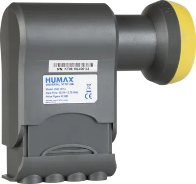 Zdjęcie produktu dla Humax LNB 182s, Octo LNB, 10,7 - 12,75 GHz, 0,1 dB, Czarny, Złoto, F, 4 cm