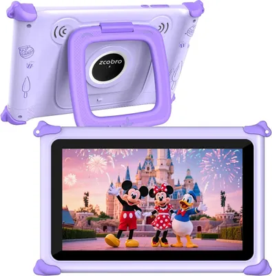 Imagen del producto de Tableta infantil de 7 pulgadas, color morado, para juegos y aplicaciones educativas, 1 unidad, para niños