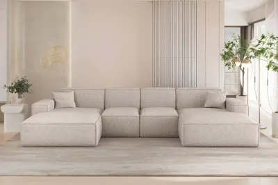 Produktbild von Wohnlandschaft Sofa U-Form CELES PREMIUM XS in Stoff Artico Creme