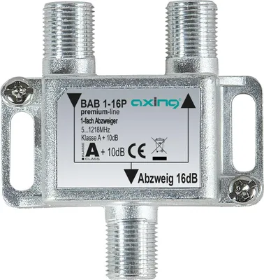 Productafbeelding van Axing BAB 1-16P, 1-voudige aftakker, 16 dB, kabeltelevisie (CATV), multimedia, DVB-T2, klasse
