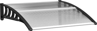Produktbild von Outsunny Pultvordach Vordach für Haustür 103 x 96,5 x 27 cm Überdachung mit UV Schutz, Regenschutz Sonnenschutz für draußen Alu Schwarz
