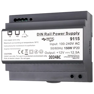Obrázok produktu pre Napájací zdroj MasterLED DIN 12 V, 150 W, 12,5 A, montáž na lištu, IP20