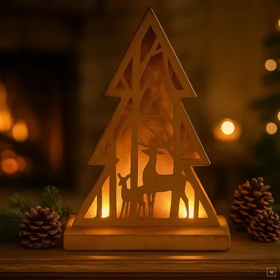Produktbild von abc HOME | Dekofigur Tannenbaum mit Motiv | LEDs