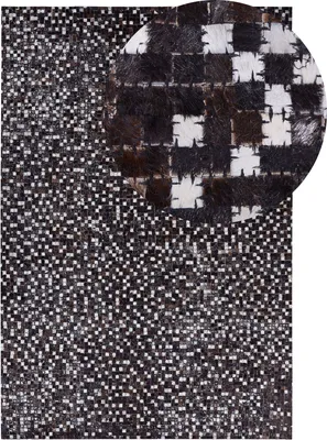 Produktbild von BELIANI Teppich Braun Silber Leder 140 x 200 cm Mosaik Patchwork