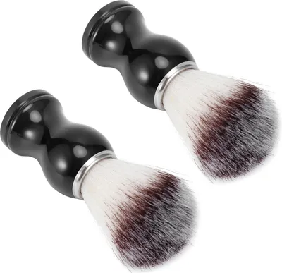 Image de 2PCS Brosse à barbe portable en nylon synthétique pour hommes Salon de beauté, nettoyage du visage, blaireau de rasage, outil de toilettage