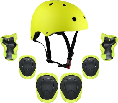Produktbild von Skateboard Helm Kinder, 7 in 1 Protektorenset Kinder mit Knieschoner, Ellenbogenschoner und Handgelenkschoner für Inlineskates, Skateboard, Hoverboard, Fahrrad, BMX-Fahrrad
