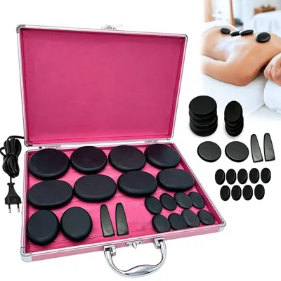 Produktbild von Hot Stone Massage-Set mit 21 Basaltsteinen