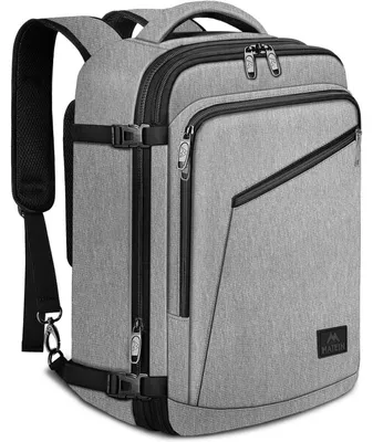 Immagine prodotto di Zaino da cabina da 40 litri, espandibile, dimensioni 50x35x20 cm, colore grigio, adatto sia per uomo che per donna