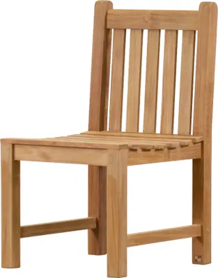 Produktbild von Gartensessel Teak Sessel Andorra ohne Armlehnen als wetterfester Gartenstuhl nachhaltiger und unbehandelter Teakholzsessel