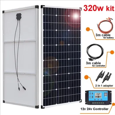 Zdjęcie produktu dla Panel solarny - 320W - 160W każdy - 12V, monokrystaliczny - rama aluminiowa - lekki, wodoodporny - do użytku w ogrodzie