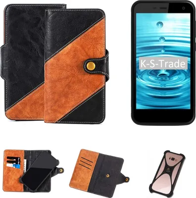 Produktbild von K-S-Trade Handyhülle Schutzhülle Bookstyle Case Wallet-Case kompatibel mit Energizer H500S Handy Cover Bumper Klapphülle schwarz hellbraun 1x