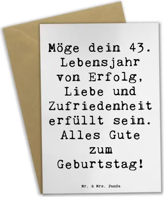 Produktbild von Mr. & Mrs. Panda Klappkarte Spruch 43. Geburtstag Glück - Weiß - Geschenk, babykarte, Feiern, Lächeln, Grußkarten, Happy Birthday, Glückwunsch, weihnachtskarten, 43 Jahre