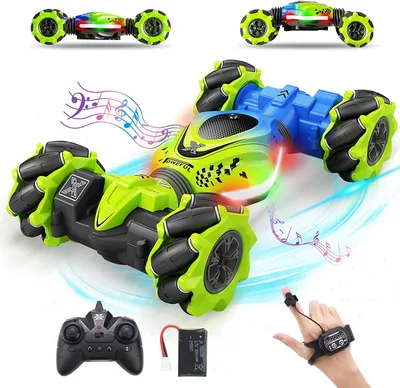 Produktbild von Ferngesteuertes Auto für Kinder(blau),Ferngesteuerte Auto mit HandSteuerung,4WD RC Stunt Car,2,4 GHz 360° Drehung Auto mit Musik und Beleuchtung,coolste Geschenk für Kinder Jungen