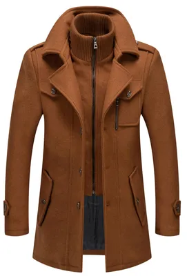 Productafbeelding van CHARTOU heren thermojas, model met één rij knopen, gemaakt van een wolmix, een zakelijk model van een peacoat