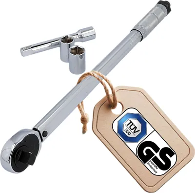 Obrázok produktu pre Momentový kľúč UNITEC, nastaviteľný od 40 do 210 Nm, 1/2" štvorhran, s nástrčkami 17/19 mm a predĺžením, strieborný