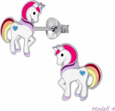 Produktbild von Kinderohrstecker „Einhorn“: Mädchen Ohrringe Silber Modell 4