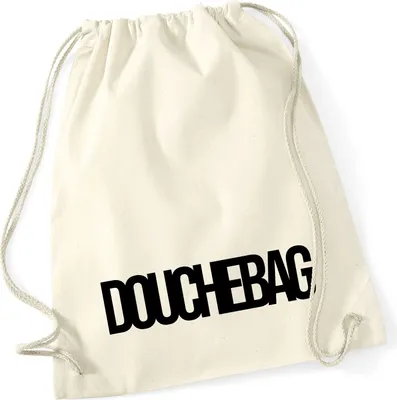 Produktbild von Huuraa Turnbeutel Douchebag Schriftzug 12 Liter Natural Baumwolle Rucksack Geschenkidee