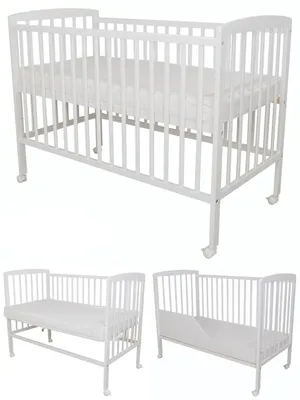 Łóżeczko 120x60(66) dostawne 3w1 Matylda II z gryzakami kolor biały + materac – zdjęcie produktu 1