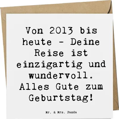 Produktbild von Mr. & Mrs. Panda Grußkarte Spruch 2013 Geburtstag - Weiß - Geschenk, Glückwunsch, Klappkarte, Geburtstagsgeschenk, Happy Birthday, anlasskarte, Geburtsjahr, doppelkarte