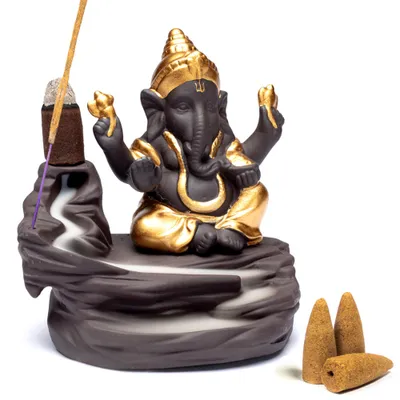 Produktbild von yogabox Rückfluss Weihrauchbrenner - 9 x 6 x 10 cm Ganesha