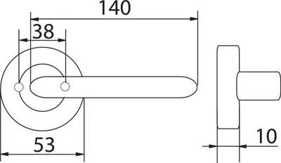 Zdjęcie produktu dla Klamka INOX z okrągłym szyldem tylnym B-HARKO KI 01 (UNO-R) stal nierdzewna, kwadrat 8 mm (zestaw)