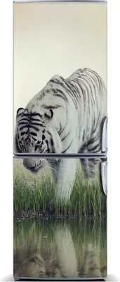 Imagen del producto de Decoración para nevera Tulup: Alfombrilla magnética, 60 cm x 180 cm. Imán para nevera con diseño de tigre blanco