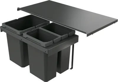 Zdjęcie produktu dla Naber 8013421 Kosz na śmieci Cox Stand-UP® 350 K/800-3, antracytowy, 30,5 (2x7,5/1x15,5) litrów / 80 cm szerokości szafki