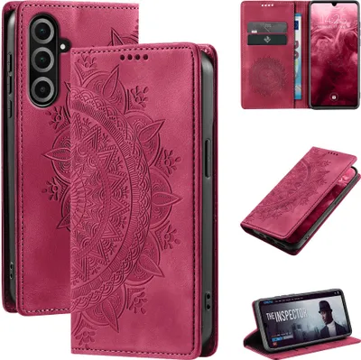 Produktbild von Mandala Handyhülle für Samsung Galaxy A26 5G RFID Schutz Klapphülle Case Cover Design Schutzhülle Farbe: Magenta