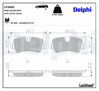 Produktbild von DELPHI Bremsbeläge Satz Hinten Bremsklötze für MG MG 6 Stufenheck LP3869