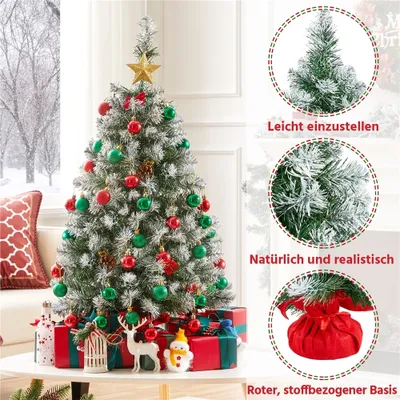 Produktbild von Yaheetech 90 cm Künstlicher Weihnachtsbaum mit Schnee, kleiner Tannenbaum mit Ständer & 96 Spitzen, für Tisch