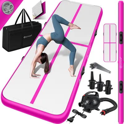 Produktbild von KESSER® Turnmatte Aufblasbar Airtrack Fitness-Matte Gymnastikmatte 3/4/5/6m | inkl. Tragetasche & elektr. Luftpumpe | Yogamatte, Tumbling Matten , Trainingsmatte Sportmatte Yoga, Turn- & Fitness
