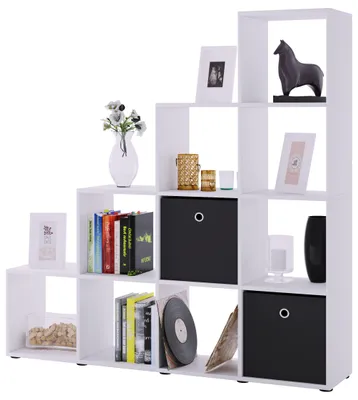 Immagine prodotto di Ripiano in legno in piedi | Scaffale salvaspazio | Dimensioni: H. 139 x W. 143 x D. 29 cm | Elegante ripiano in piedi | Ripiano di stoccaggio | Libreria | Ripiano scala - Napoli