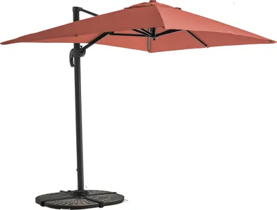 Image de Parasol déporté inclinable rotatif 2x3m et 4 dalles lestées terracotta - Oviala Amalya